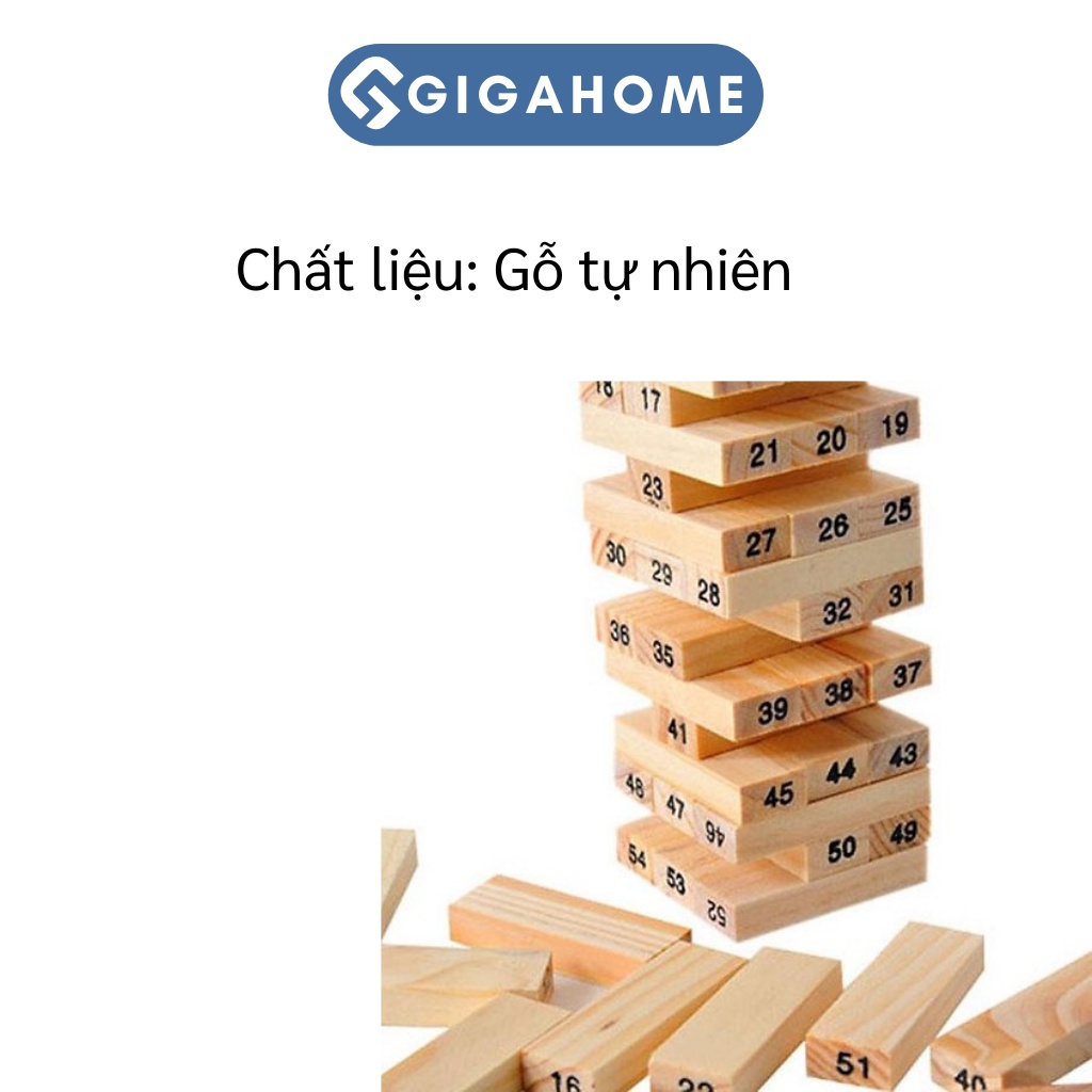 Đồ Chơi Rút Gỗ GIGAHOME 54 Thanh, 4 Viên Xúc Xắc Cho Bé Rèn Luyện Trí Não 2658