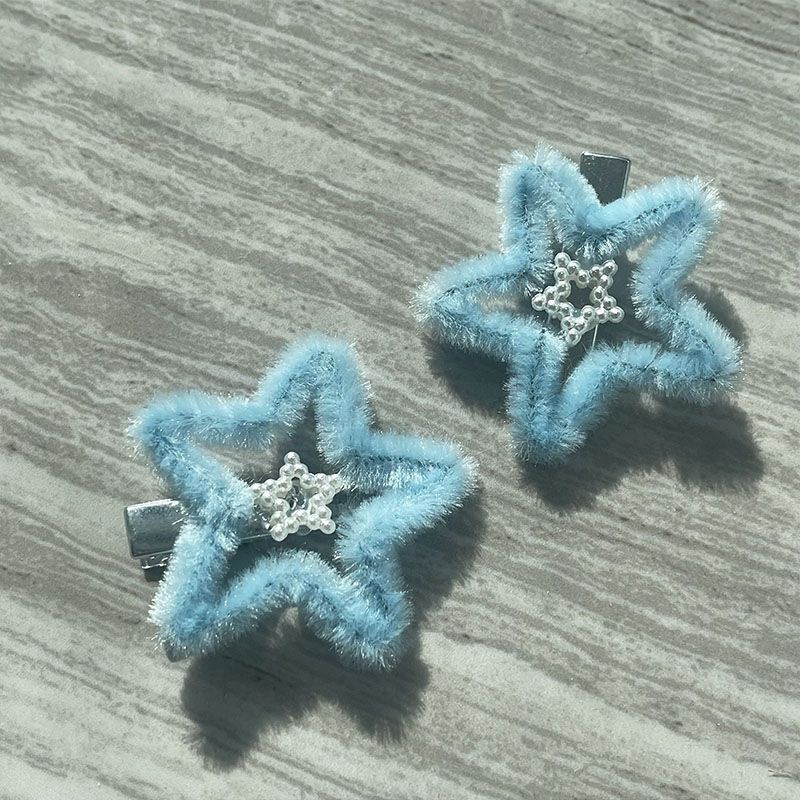 Kẹp Tóc Hình Ngôi Sao Năm Cánh Màu Xanh Dương Xinh Xắn Dễ Thương Thời Trang Thu Đông Cho Nữ