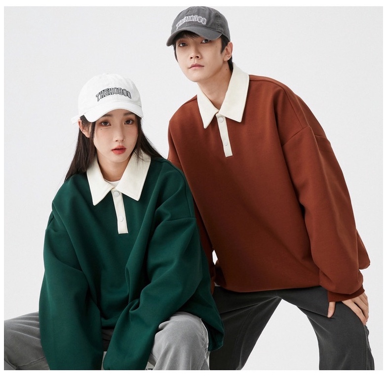 Áo polo tay dài unisex,thiết kế phối cổ 3 màu ms Poco