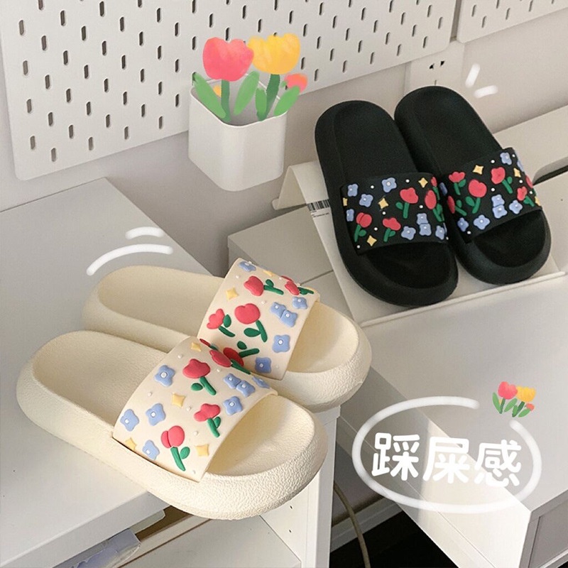 4cm Dép Sandal Chống Trượt Hình Hoa Tulip Dễ Thương Thoải Mái Thời Trang Hàn Quốc 2022 Kích Thước 36 37 38 39 40 41