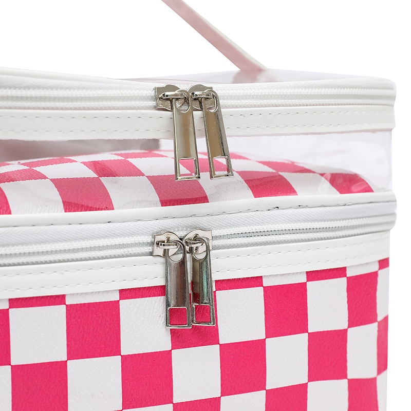 Pu Túi Đựng Mỹ Phẩm Hai Lớp Trong Suốt Tiện Lợi