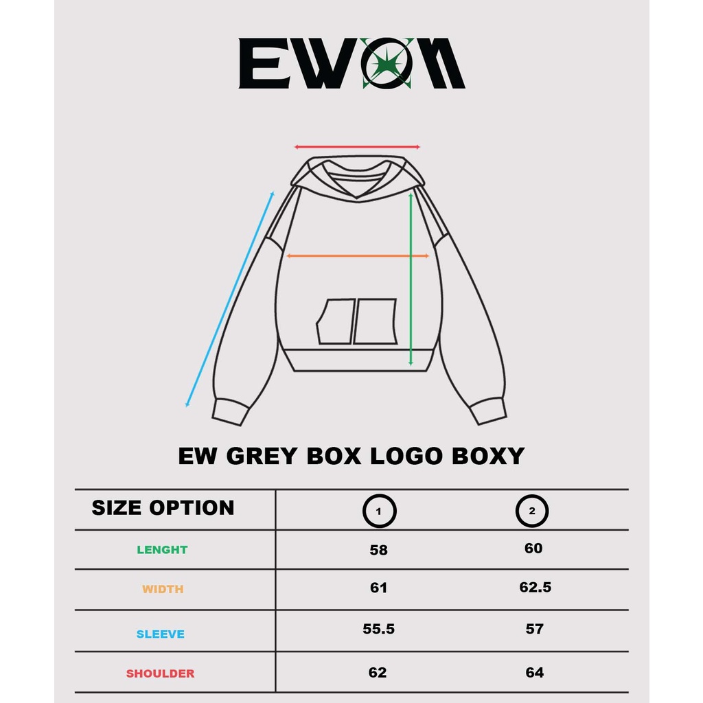 Áo Hoodie EW Grey Box Logo Boxy