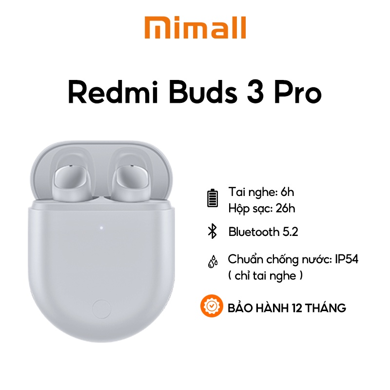 Tai nghe Redmi Buds 3 pro Khử tiếng ồn thông minh đến 35 dB | Kết nối hai thiết bị | Sạc không dây - Bảo hành 12 tháng