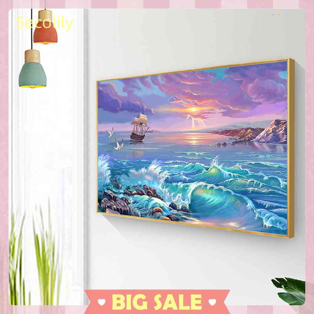 Seco Bộ Tranh Thêu Chữ Thập 11CT Bằng Cotton In Hình Hồ Nước Tự Nhiên