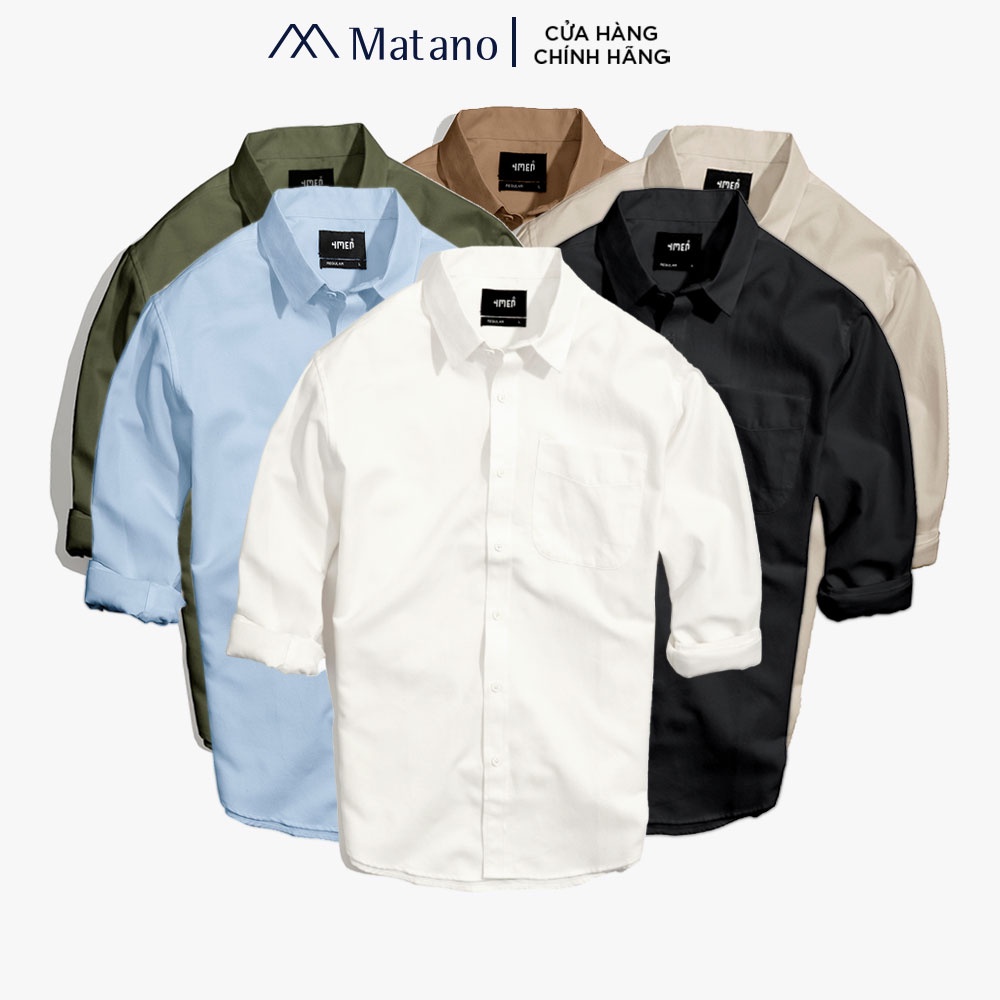 Áo sơ mi nam oxford trơn đẹp MATANO SM070 tay dài form regular, vải cotton mềm mịn, thoáng mát