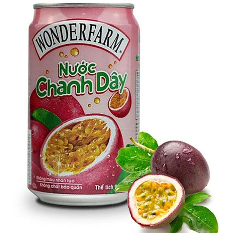 Thùng 24 lon nước chanh dây WONDERFARM 310ml / Lốc 6 lon nước chanh dây WONDERFARM 310ml