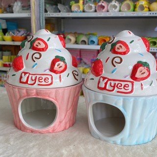 Nhà ngủ sứ hamster, ly kem dâu dễ thương