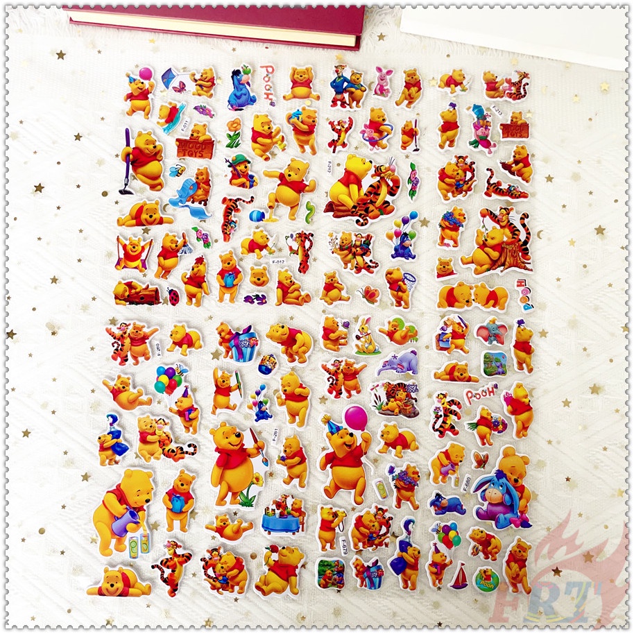 DISNEY ▶ Bộ 5 Tấm Hình Dán Nhân Vật Hoạt Hình Winnie The Pooh Q-2 ◀ Miếng Dán PVC 3D Chống Thấm Nước Chất Lượng