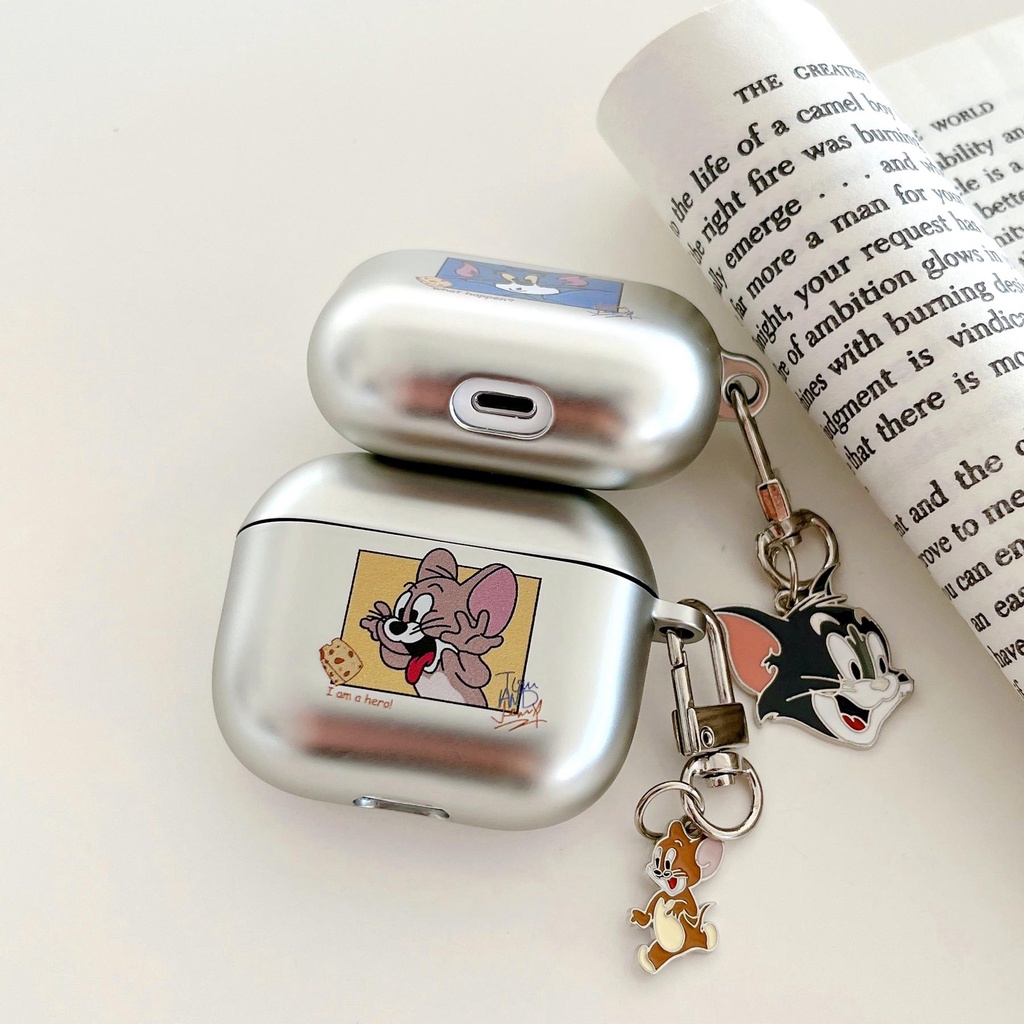 Vỏ Bảo Vệ Hộp Sạc Tai nghe không dây Airpods Pro 2 Gen 2022 Bằng Tpu PC Cứng Nhám Mạ Điện Chống Sốc / Trầy Xước Hình Mèo Và