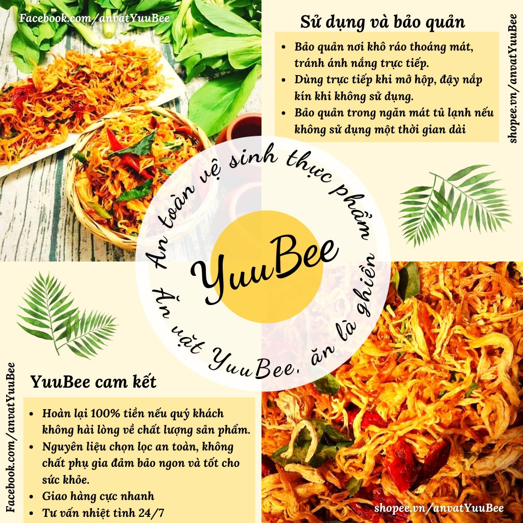 Khô gà lá chanh xé cay YUUBEE siêu ngon  50g 100g 200g 300g - Đồ ăn vặt đóng hộp giá rẻ Việt Nam - Ăn vặt