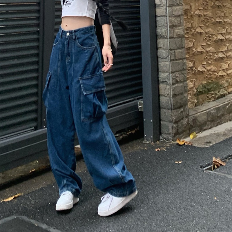 Quần Jeans Nữ Lưng Cao Ống Rộng Thời Trang