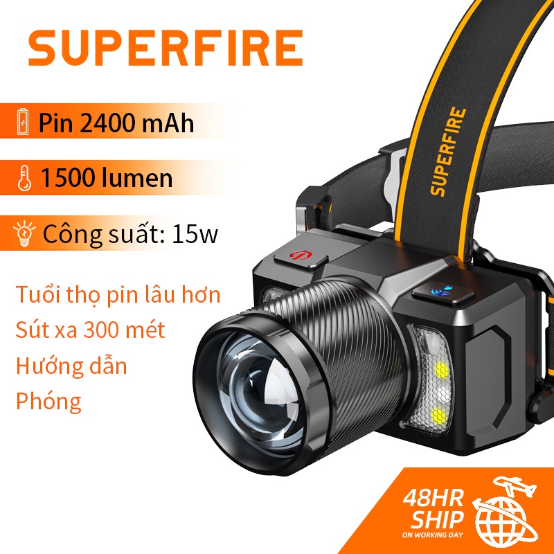 SUPERFIRE HL25 Đèn Pha Siêu Sáng 15W Loại c Có Thể Sạc Lại Đến 6.5 Giờ 210M #4