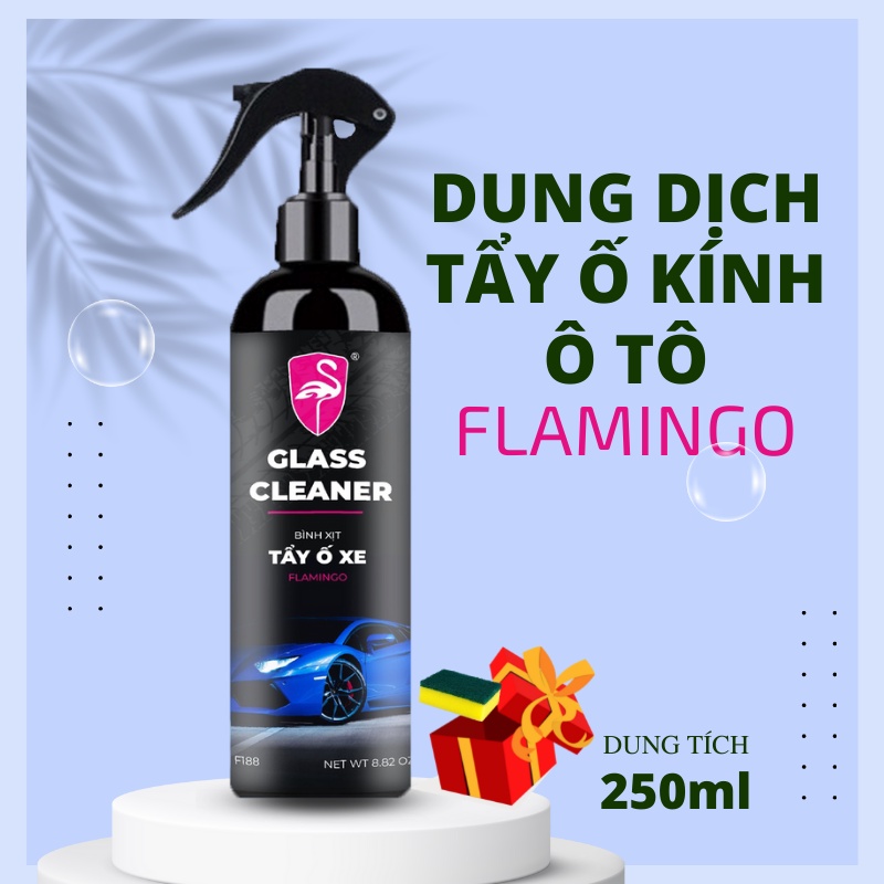 Chai xịt tẩy Ố Kính Ô tô FLAMINGO-Tẩy Cặn Canxi- Làm Sạch Kính Xe Bị Ố Mốc,MờĐục- phủ nano