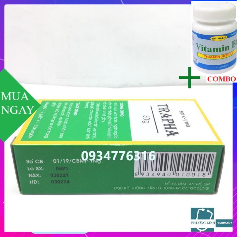 Combo Vitamin B1 chai 100 viên+ Trapha bột khử mùi
