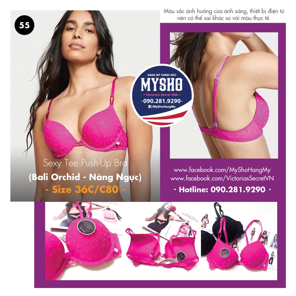 Áo lót Sexy Tee Push-Up Bra - Bali Orchid - Nâng Ngực. Hàng VS chính hãng USA