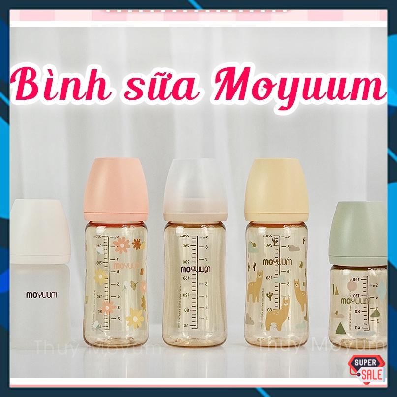 Bình sữa Moyuum Hàn Quốc 170ml/270ml Trơn, Xanh, Vàng, Tím, Hồng (chọn size núm) - Chính hãng