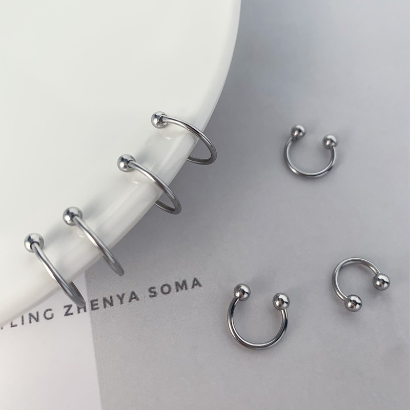 Khuyên Tai Thép Titan Hình Chữ U Phong Cách Hip Hop Cho Nam Nữ