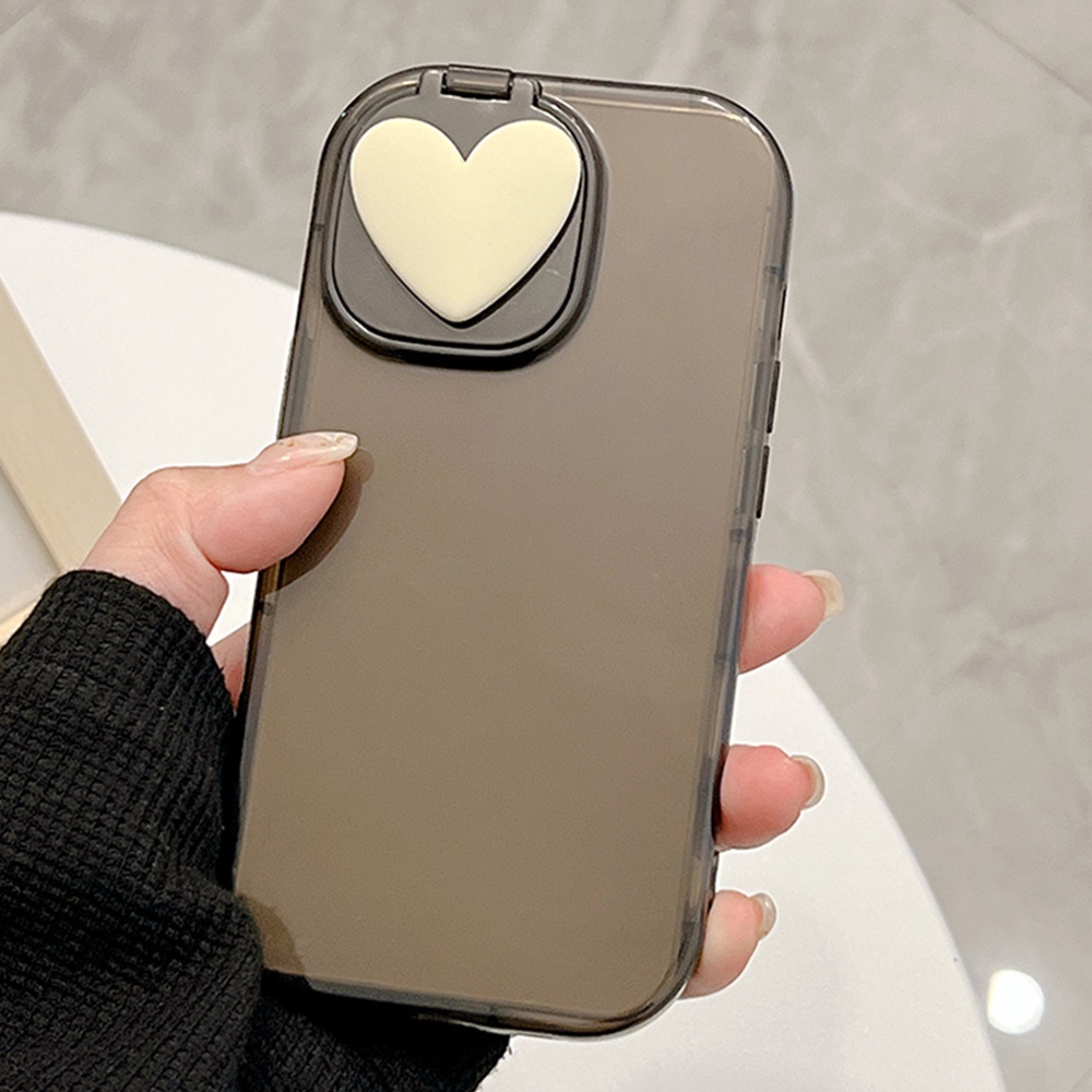 Ốp Điện Thoại TPU Dẻo Họa Tiết Trái Tim 3D Màu Sắc Ngọt Ngào Kèm Gương Chống Sốc Cho Iphone 11 12 13 14 Pro Max