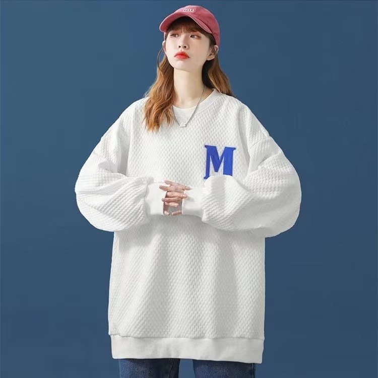 IELGY    Áo Sweater Cổ Tròn Dáng Rộng Phong Cách Hàn Quốc Thời Trang Cho Nữ