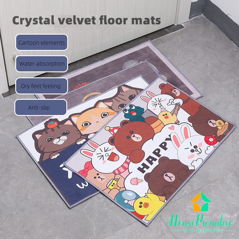 Thảm Chùi Chân Hấp Thụ Nước Chống Trượt Họa Tiết Hoạt Hình Dành Cho Phòng Ngủ / Nhà Bếp / Phòng Tắm