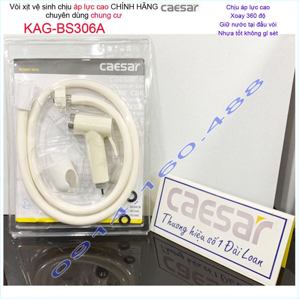 Vòi xịt vệ sinh Caesar KAG-BS306A giữ nước xoay 360 độ và vòi rửa tia nước mạnh chiu áp lực mạnh chu