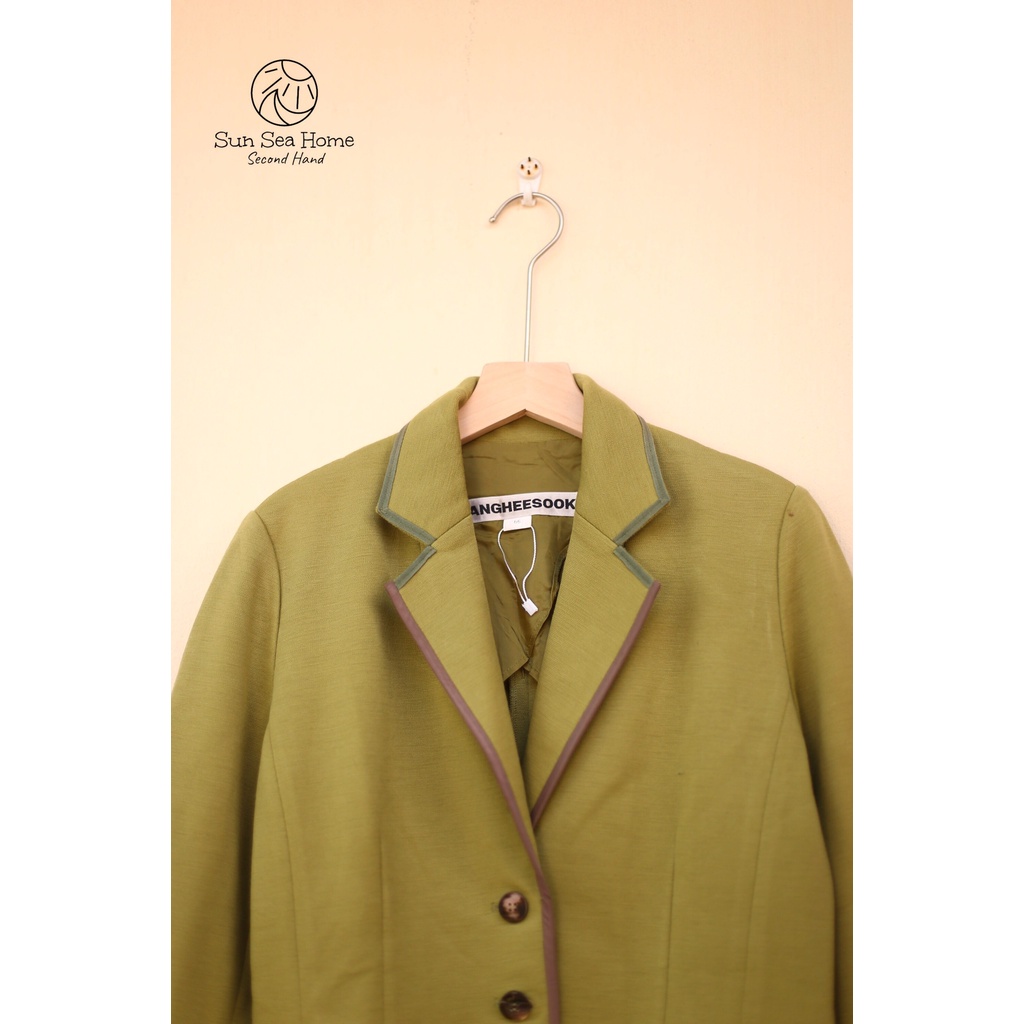 Áo khoác blazer xanh bơ vintage secondhand SS2408