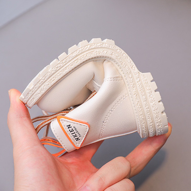 Giày Bốt Da Phối Khóa Kéo Thời Trang Cá Tính Cho Bé Trai Gái