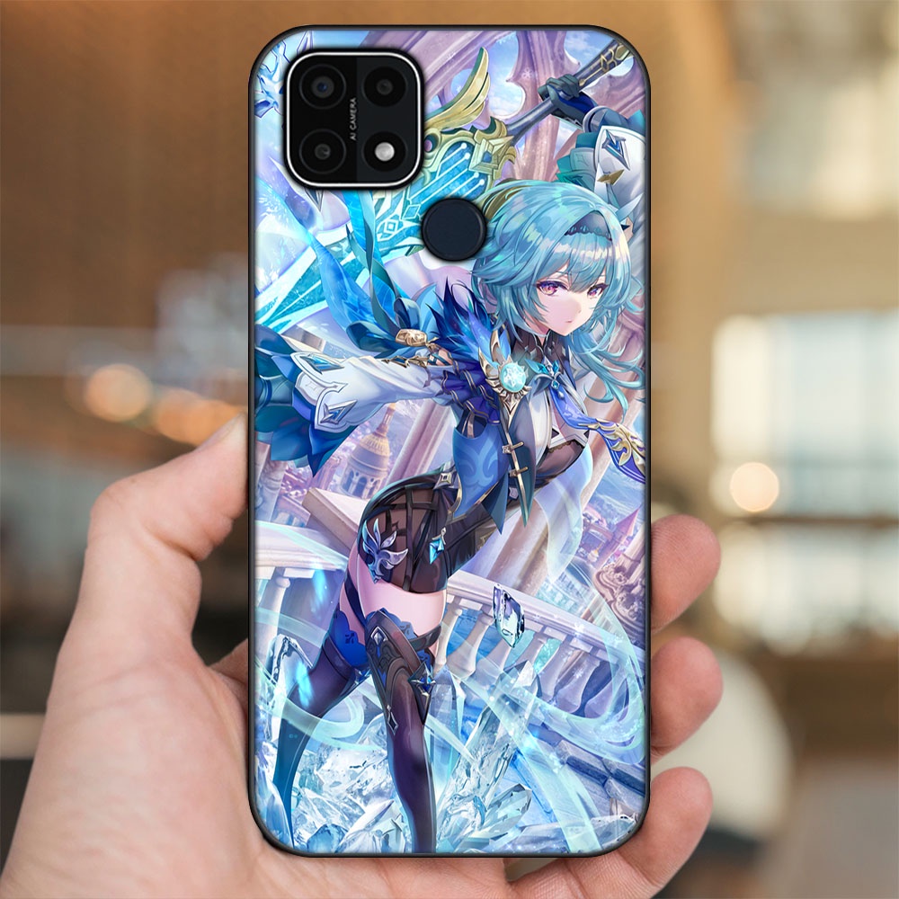 Ốp lưng Oppo A15, A15s viền đen in hình Eula Genshin Impact
