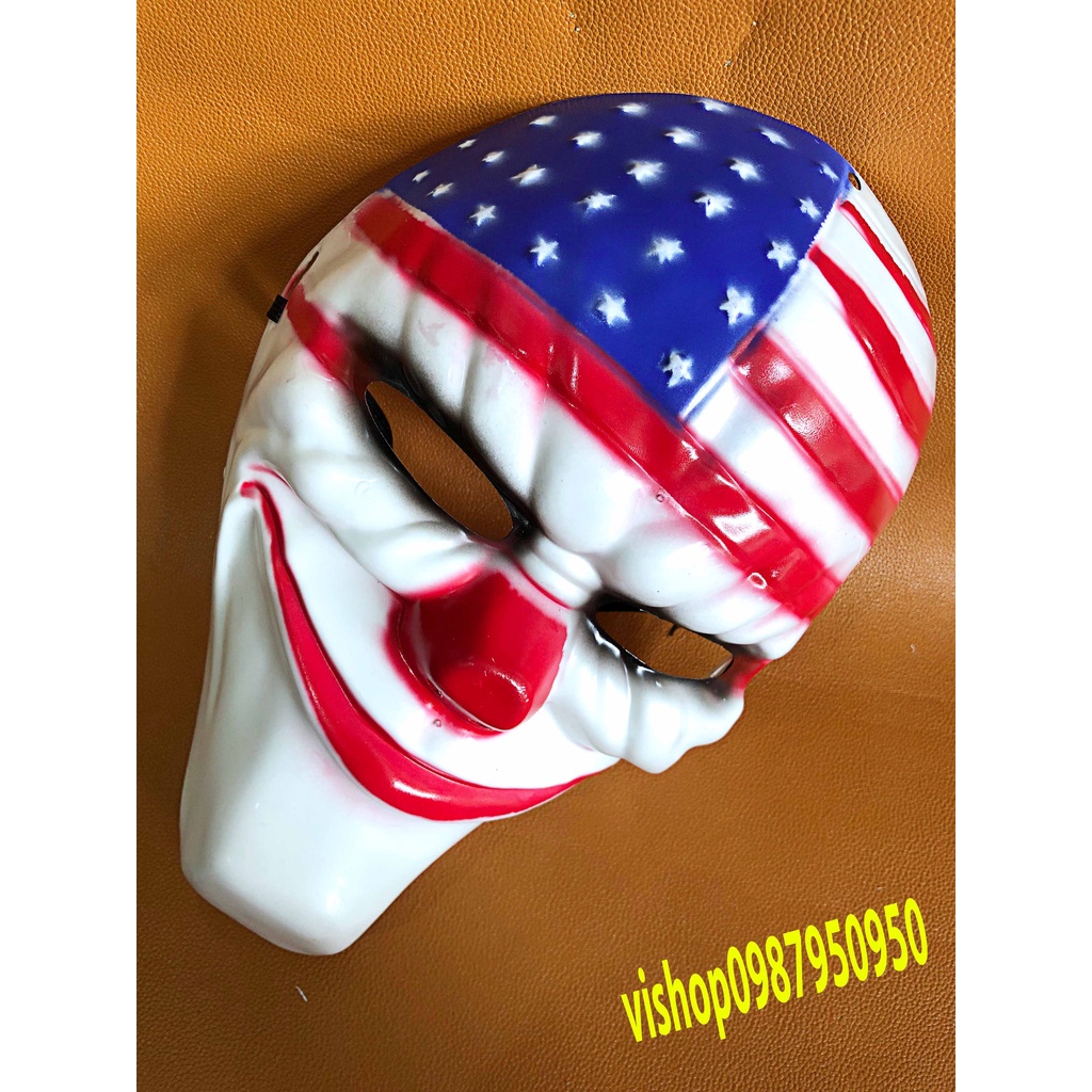Mặt nạ chú hề Mũi đỏ PAYDAY CỜ MỸ hóa trang halloween trung thu barbershop