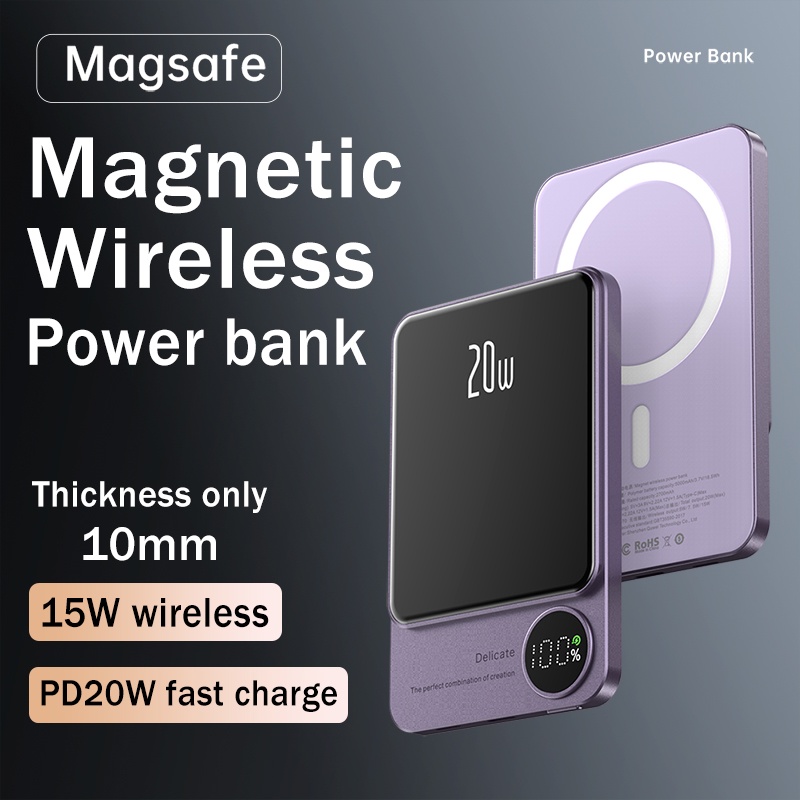 Pin Sạc Dự Phòng Không Dây 10000mAh PD20W Magiafing Sạc Nhanh Cho Iphone 15W Huawei