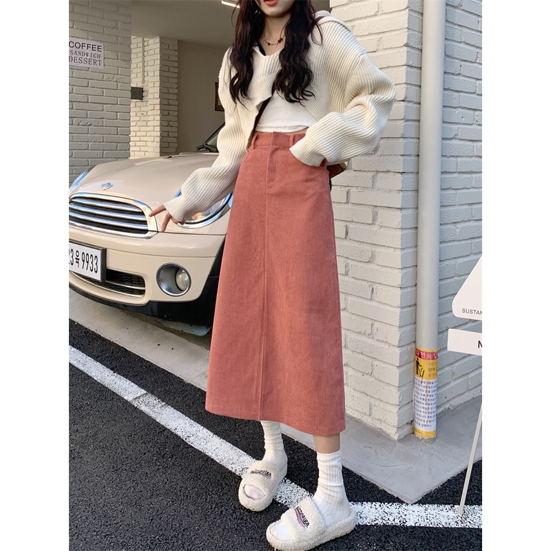 Chân Váy Chữ A Lưng Cao Màu Nâu Thời Trang Hàn Quốc Cho Nữ