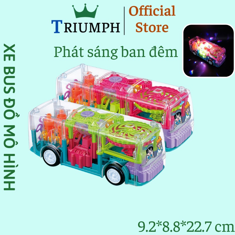 Xe bus mô hình trẻ em có đèn và phát nhạc, xe bus đồ chơi cho bé phát triển tư duy