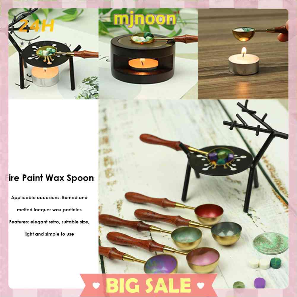 Muỗng Nấu Sáp Niêm Phong Bằng Đồng Thau Cán Gỗ Phong Cách Retro