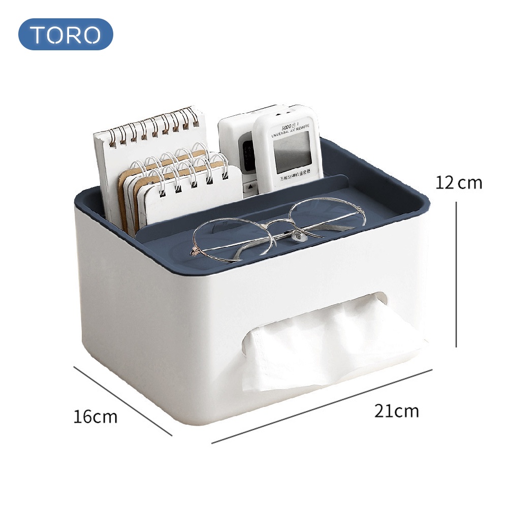 Hộp đựng giấy ăn để bàn TORO có ngăn để đồ đa năng, chất liệu nhựa PP cao cấp độ bền cao