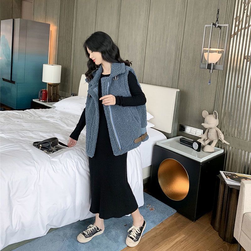 Áo Khoác Ghi Lê Bằng Len Lông Cừu Dáng Rộng Phong Cách Hàn Quốc Thời Trang Thu Đông Mới Dễ Phối Đồ Dành Cho Bạn Nữ