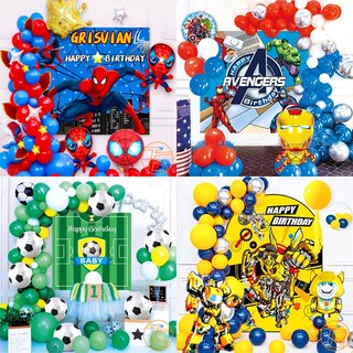 Set Trang Trí Sinh Nhật Cho Bé Mẫu Hình Poster Người Nhện, Siêu Nhân Kèm Ống Bơm Tay
