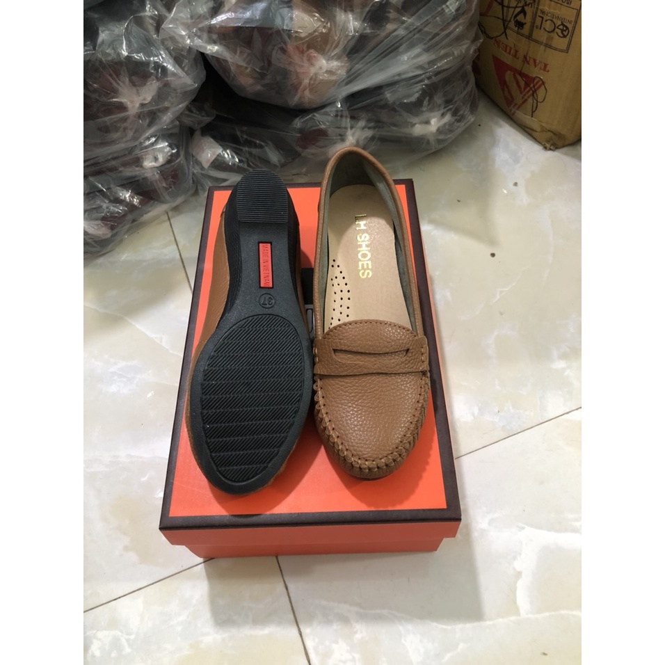 Giày đế xuồng nữ 3p da bò mềm êm chân mũi tròn dễ mang êm chân