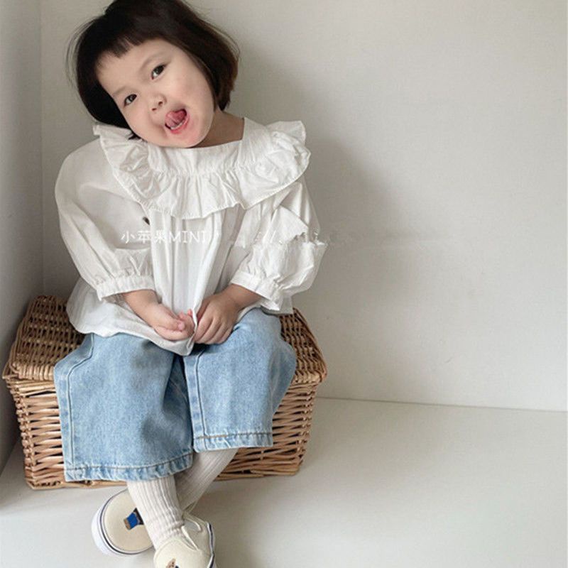 Áo Sơ Mi Tay Dài Phong Cách Hàn Quốc Nhật Bản / Hàn Quốc Thời Trang Xuân Thu Xinh Xắn Cho Bé Gái