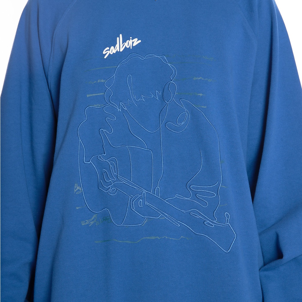 Áo sweater SADBOIZ Muzik 'guitarboiz’ Cobalt Blue