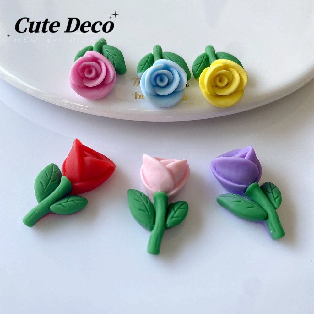 [Trang Trí Dễ Thương] Giày Crocs / Giày Crocs Đính Hoa Hồng / Đỏ / Vàng Bằng Nhựa Resin DIY 6 Màu Để Lựa Chọn