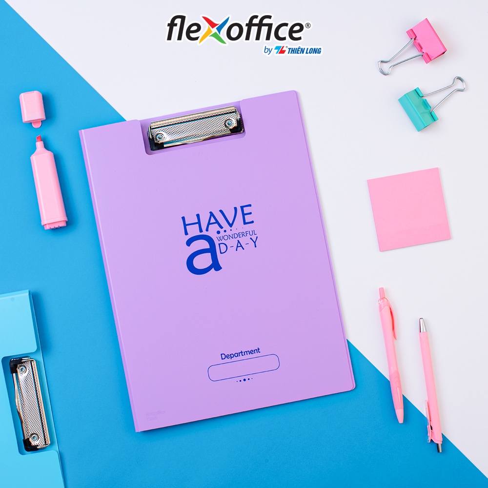 Bìa trình ký kép màu Pastel nhựa PP Thiên Long Flexoffice FO-CB03 màu ngẫu nhiên