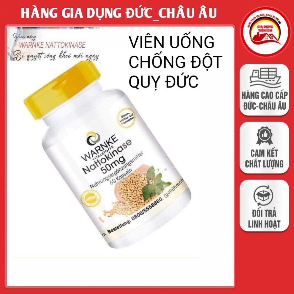 Viên uống chống đột quỵ WARNKE Nattokinase 50mg hộp 60 viên Sản phẩm của Đức