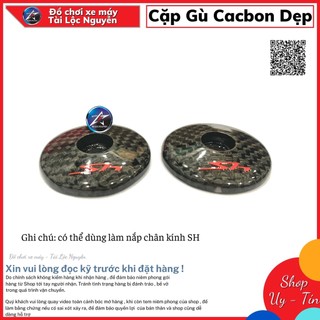 Cặp gù dẹp cacbon gắn tay lái xe máy/ nắp chụp kính sh