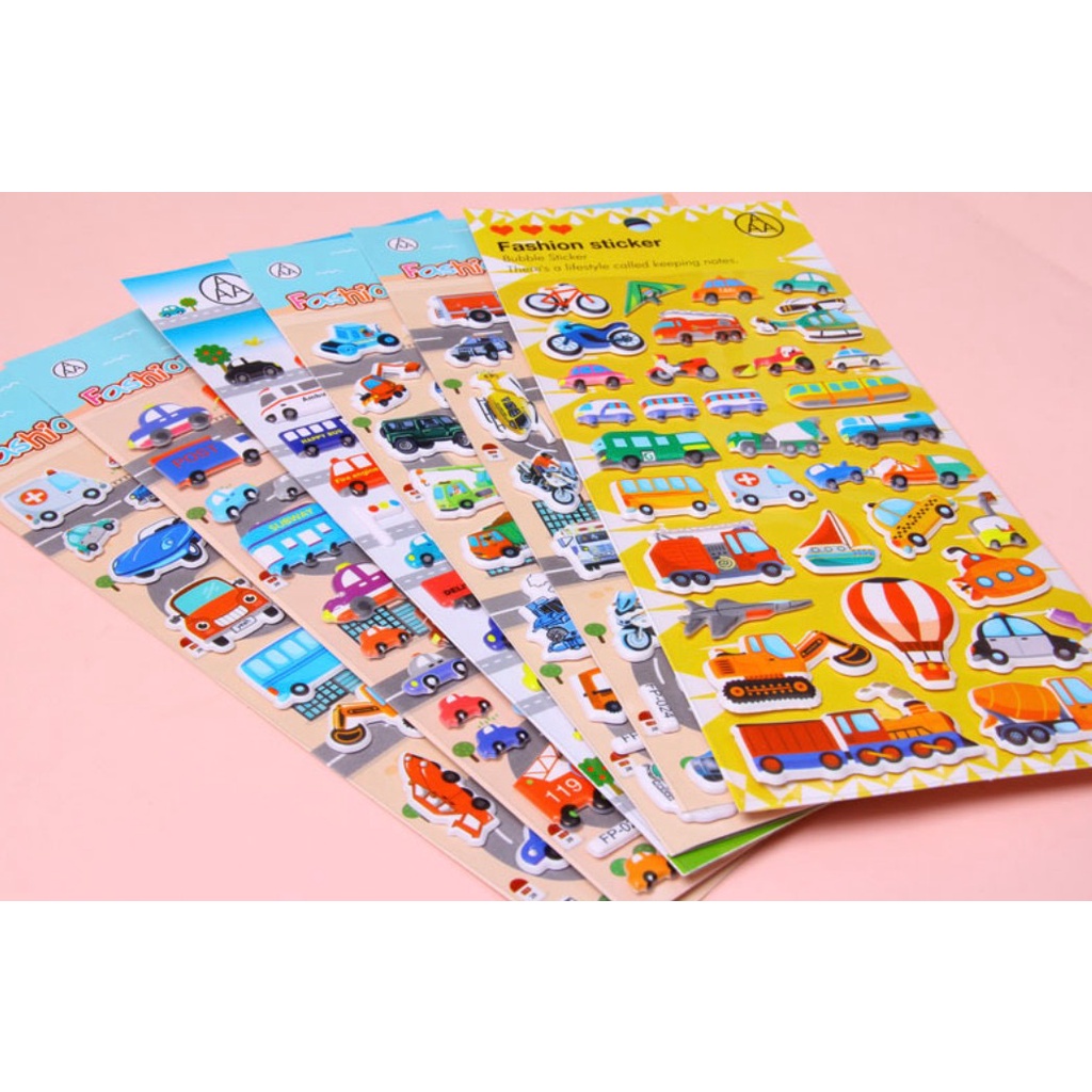 BỘ DÁN HÌNH STICKER HÌNH XE đồ chơi cho bé hình dán XE CỨU HOẢ CẢNH SÁT MÁY XÚC TÀU THUYỀN MÁY BAY XE CÔNG TRÌNH NEW2023