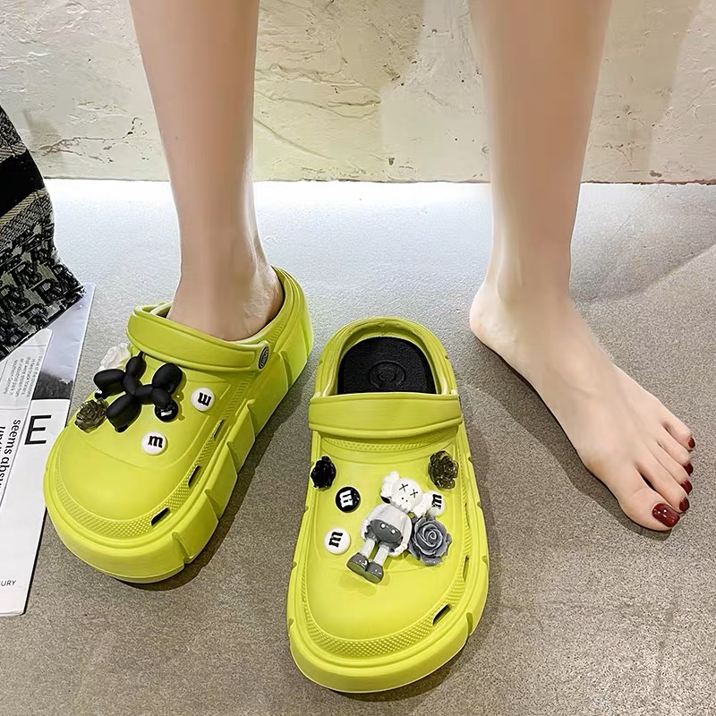 Dép Cross độn đế nữ 5cm siêu nhẹ kèm Sticker dễ thương