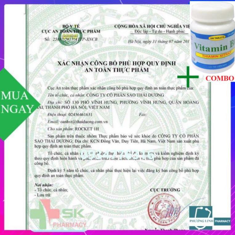 Combo Vitamin B1 chai 100 viên+ ROCKET 1H _ TĂNG CƯỜNG SỨC KHỎE NAM GIỚI