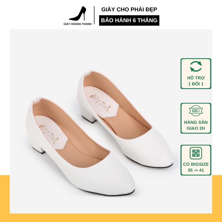 Giày Cao Gót 3 Phân Đế Vuông Big Size Giày Búp Bê Nữ Mũi Nhọn Hoàng Thanh G2