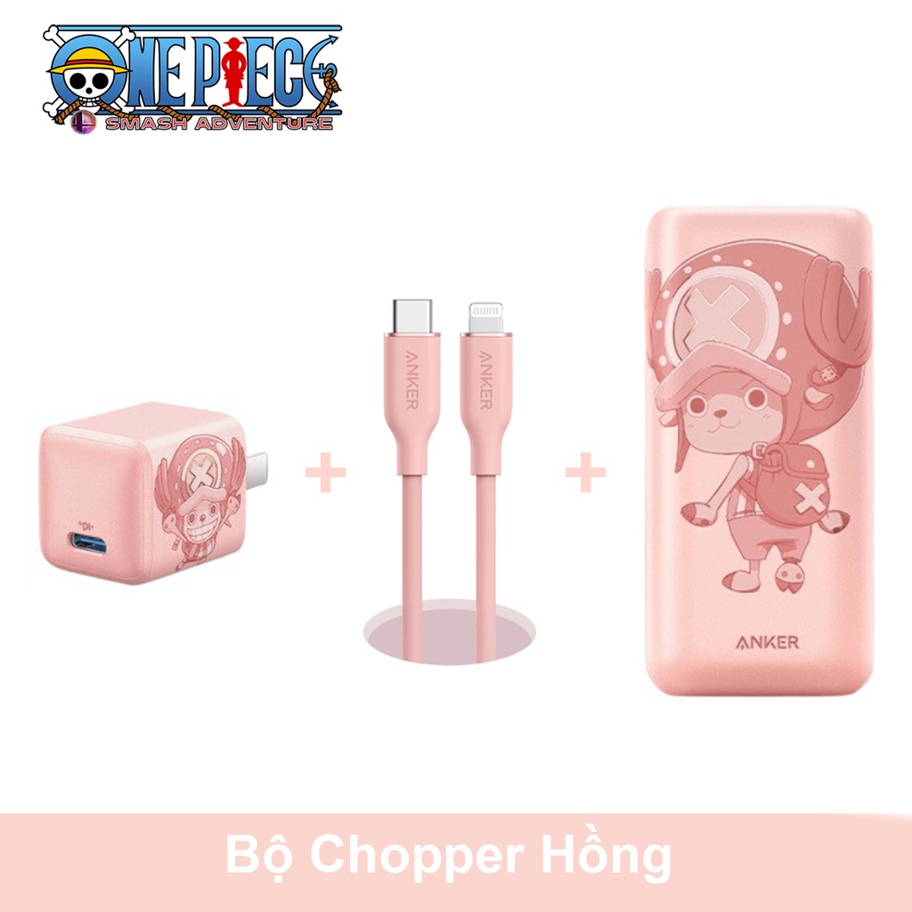 Pin Sạc dự phòng 10000mAh Anker 20W Chopper Hồng Sạc nhanh 20W  Phiên bản One Piece - A2633 A9541 A8662 A8663 A9514