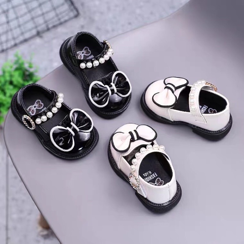 Giày búp bê bé gái da bóng đính ngọc xinh xắn mềm êm size 16-25