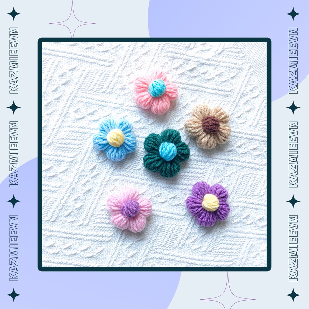 Ghim/ pin cài áo, balo hình bông hoa dễ thương handmade bằng len